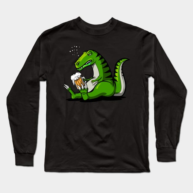 T-Rex Dinosaur Beer Party Long Sleeve T-Shirt by underheaven